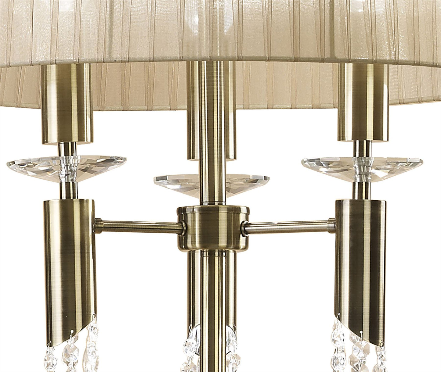 Mantra M3889 Tiffany Floor Lamp 3+3 Light E27+G9, Antique Brass with Soft Bronze Shade & Clear Crystal