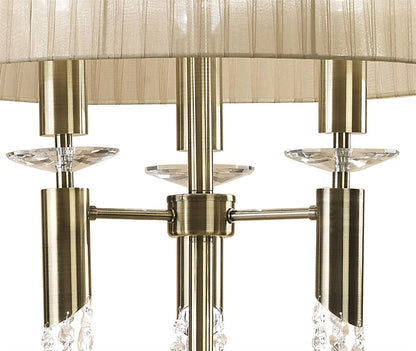 Mantra M3889 Tiffany Floor Lamp 3+3 Light E27+G9, Antique Brass with Soft Bronze Shade & Clear Crystal