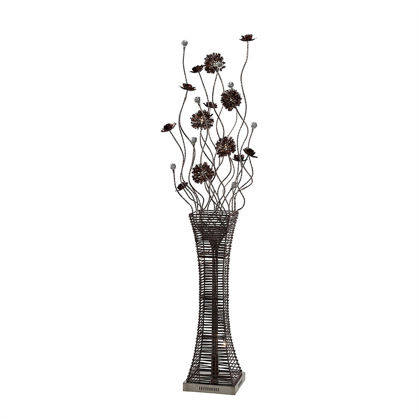 Diyas Home Majella Aluminium (DH) Majella Floor Lamp 7 Light G4 Polished Chrome/Coffee/Crystal, NOT LED/CFL Compatible