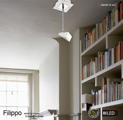Mantra Fusion Filippo Telescopic Spot Light 1 Light 5W 3000K, 450lm, Matt White/Polished Chrome, 3yrs Warranty