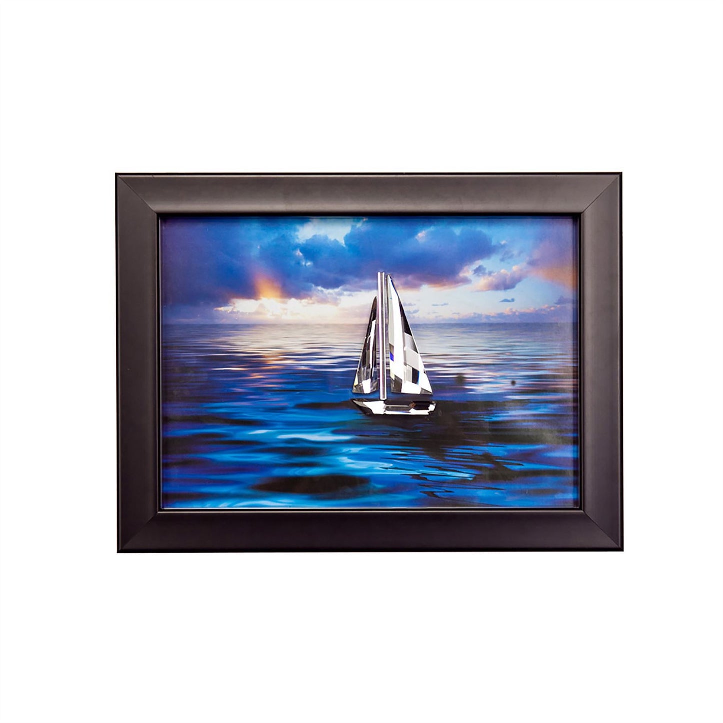 Diyas Home Crystal Wall Art (DH) Play Sailing, Black Frame, Clear Crystal Framed