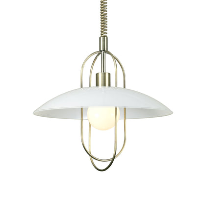 Deco Riva Rise & Fall Pendant 1 Light E27, Antique Brass/Opal White Glass Shade