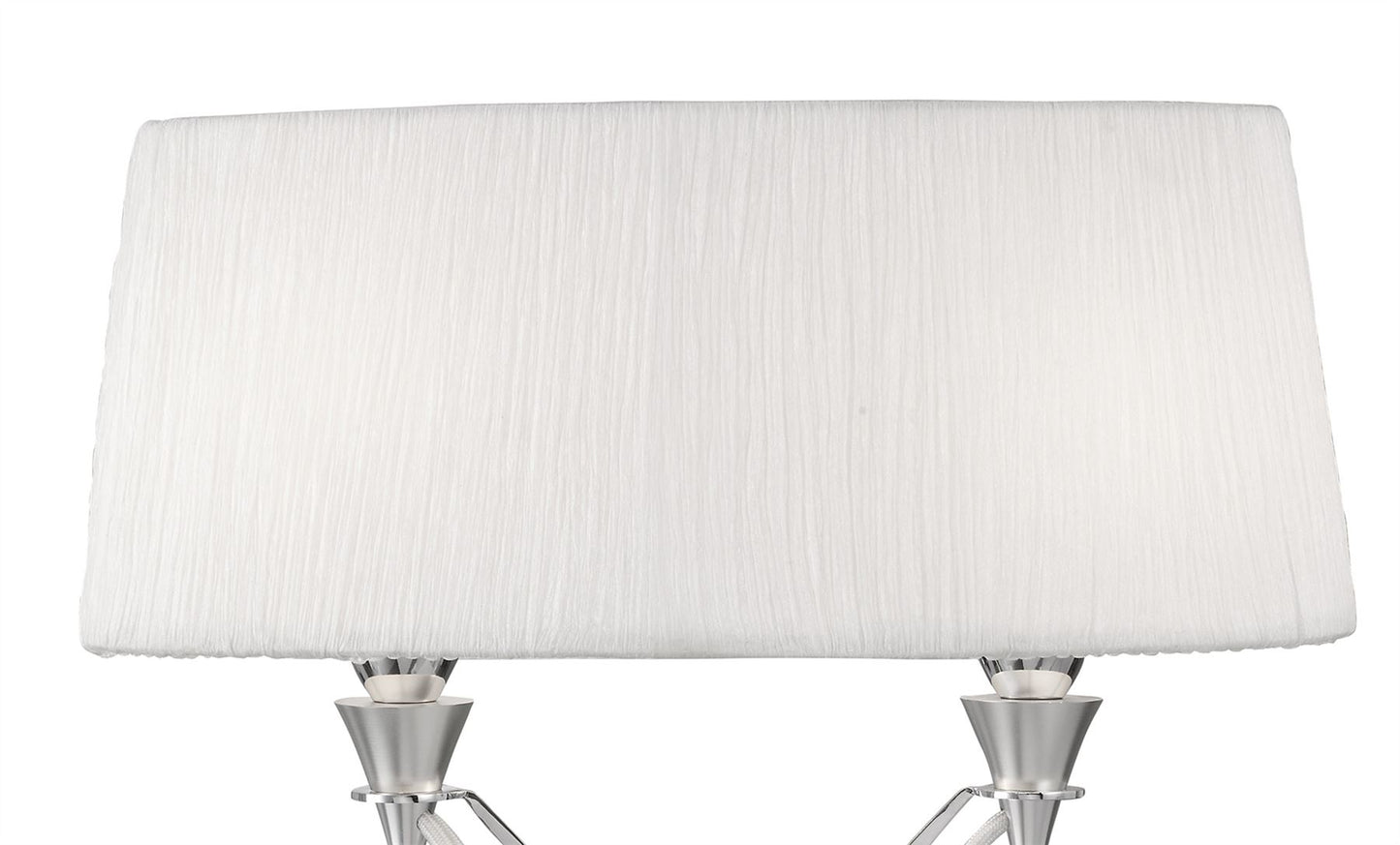 Mantra Lucca Crystal Table Lamp 2 Light E27 Small, Polished Chrome with White Shade & Clear Crystal