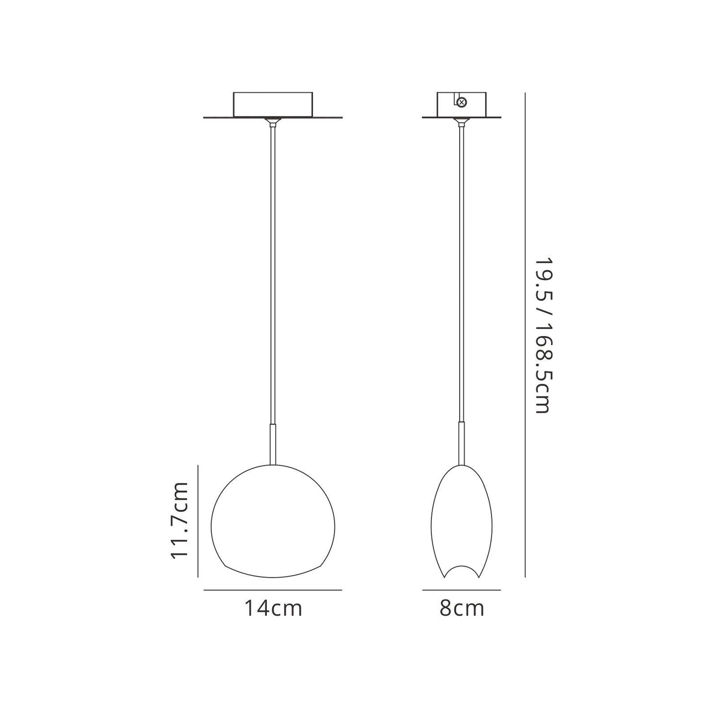 Mantra M6187 Lens Pendant 14cm Round, 1 x G9 (Max 8W) Chrome Glass
