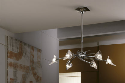 Mantra M0301 Flavia Telescopic Pendant Semi Flush Convertible Round 6 Light G9, Polished Chrome
