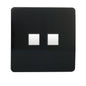 Trendi Artistic Modern Glossy Tactile 2 Gang Telephone Socket Black ART-2TLPBL