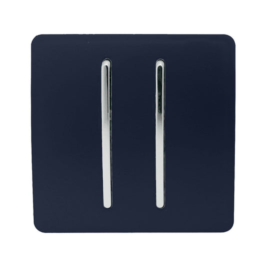 Trendi 2 Gang Artistic Modern Glossy Tactile Home Automation Switch Navy