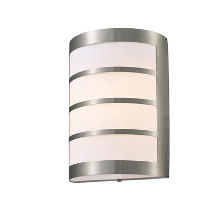 Deco Clayton Flush Wall Light 1 Light E27 IP44 Exterior Louvre Design Stainless Steel/Opal