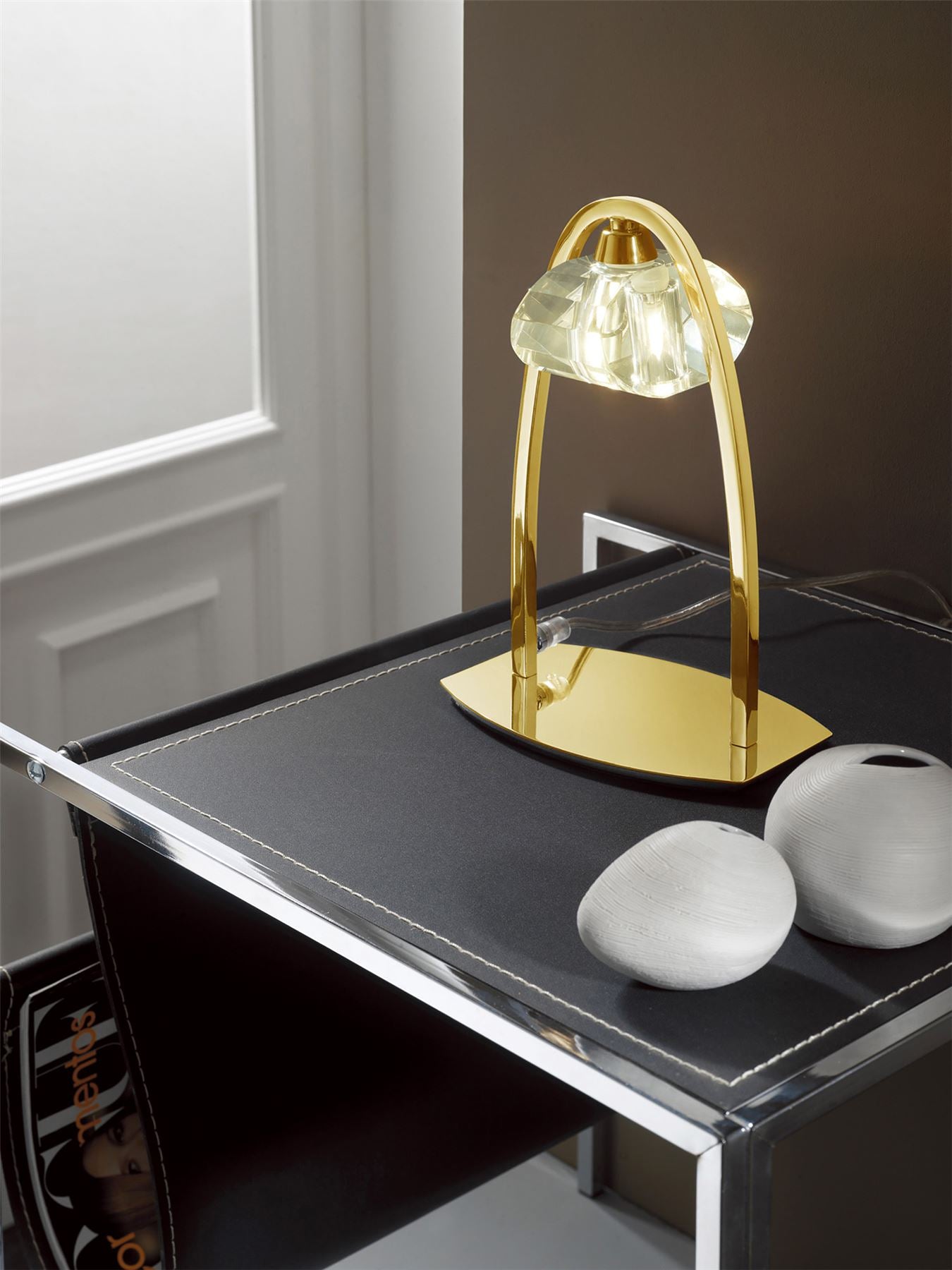 Mantra Alfa Crystal Table Lamp 1 Light G9, French Gold