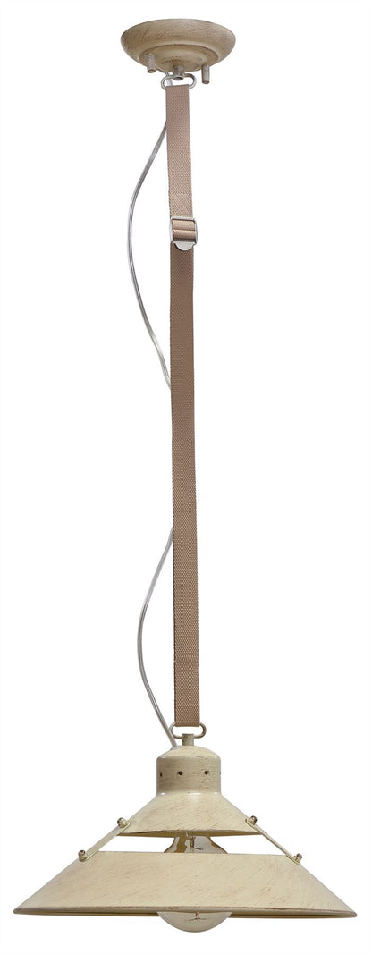 Mantra M5431 Industrial Ceiling 1 Light 40W E27 Medium, Sand Metal, Beige Belt