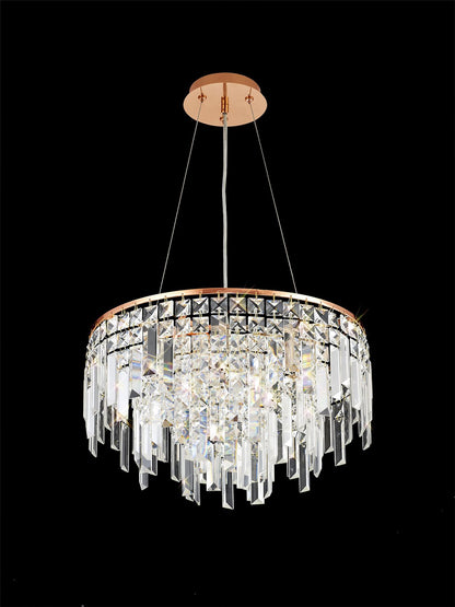 Diyas Maddison 42cm  Round 6 Light G9 Rose Gold/Crystal Ceiling Pendant Light Fitting