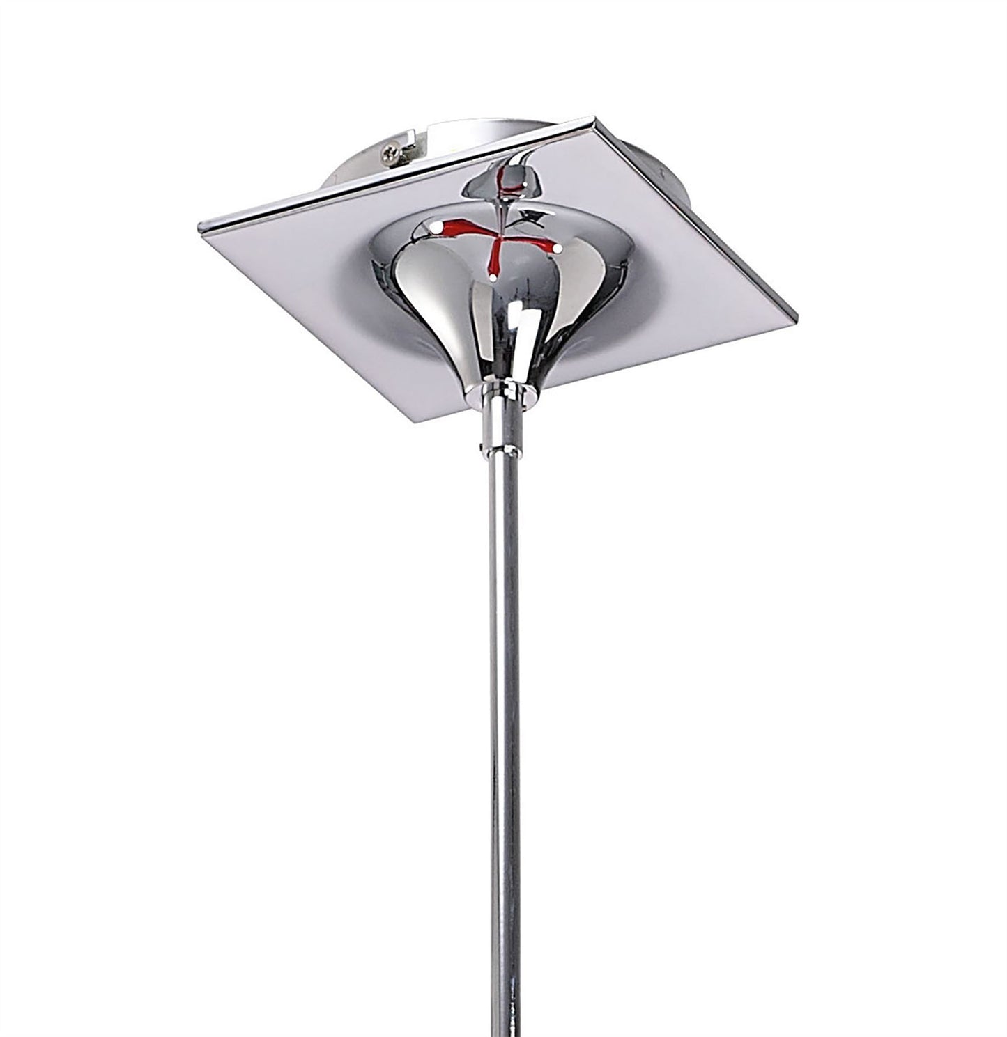 Mantra Ora 70cm Telescopic Convertible To Semi Flush 3 Light E27, Gloss Red/White Acrylic/Polished Chrome, CFL Lamps INCLUDED