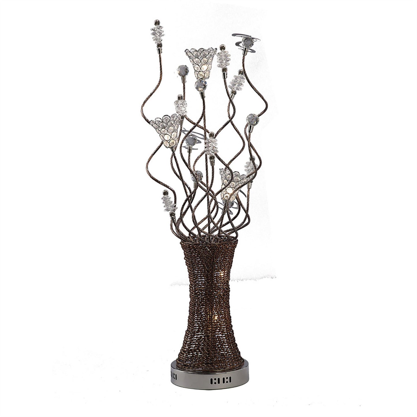 Diyas Home Kristal Aluminium (DH) Kristal Crystal Table Lamp 5 Light G4 Polished Chrome/Coffee/Silver, NOT LED/CFL Compatible