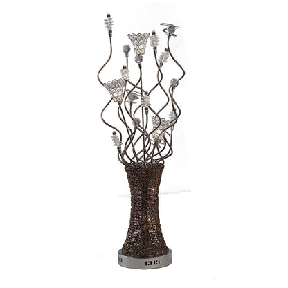 Diyas Home Kristal Aluminium (DH) Kristal Crystal Table Lamp 5 Light G4 Polished Chrome/Coffee/Silver, NOT LED/CFL Compatible