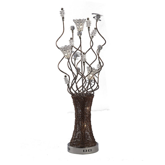 Diyas Home Kristal Aluminium (DH) Kristal Crystal Table Lamp 5 Light G4 Polished Chrome/Coffee/Silver, NOT LED/CFL Compatible