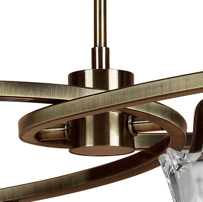Mantra Alaska GU10 49cm Pendant Convertible To Semi Flush 4 Light L1/SGU10, Antique Brass, CFL Lamps INCLUDED