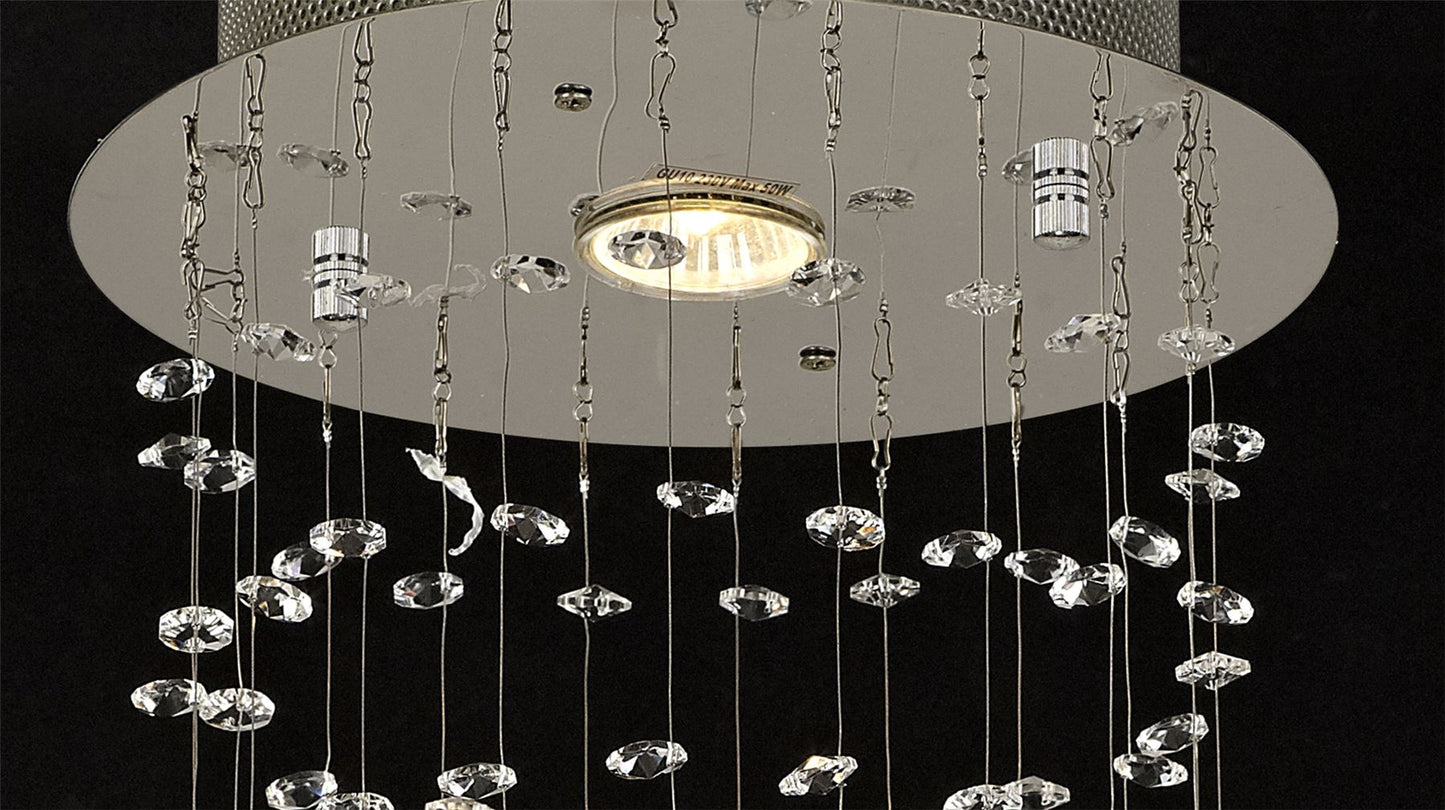 Diyas Colorado 25cm  Single-Spiral 1 Light GU10 Polished Chrome/Crystal Ceiling Pendant Light Fitting