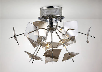 Diyas Meridan 60cm  6 Light G4 Polished Chrome/Smoke Glass, NOT LED/CFL Compatible Ceiling Light Fitting