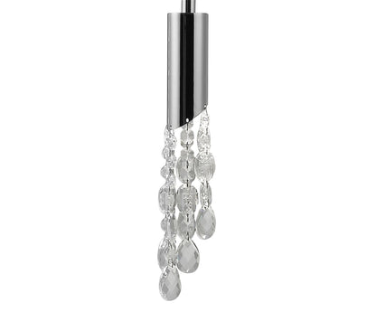 Mantra M3857 Tiffany Pendant 5+5 Light E27+G9 Spiral, Polished Chrome with White Shades & Clear Crystal
