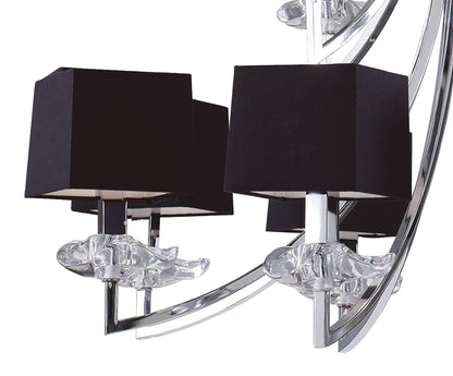 Mantra M0792 Akira Pendant 2 Tier 12 Light E14, Polished Chrome with Black Shades