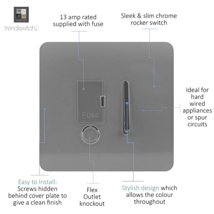 Trendi Artistic Modern Glossy Tactile Fused Spur Switch Light Grey