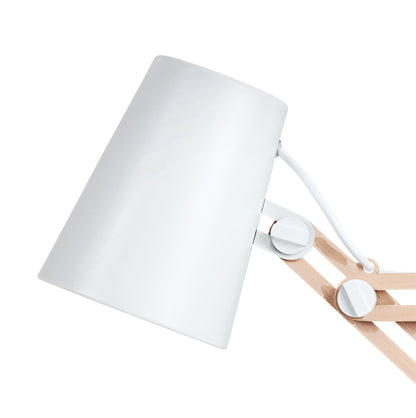 Mantra M3615 Looker Table Lamp 1 Light E27, Matt White/Beech