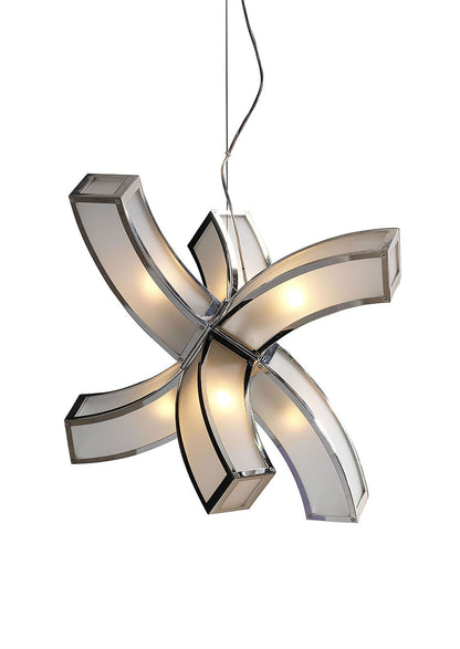 Mantra M0398 Duna E27 Pendant 6 arms 6 Light E27, Polished Chrome/White Acrylic