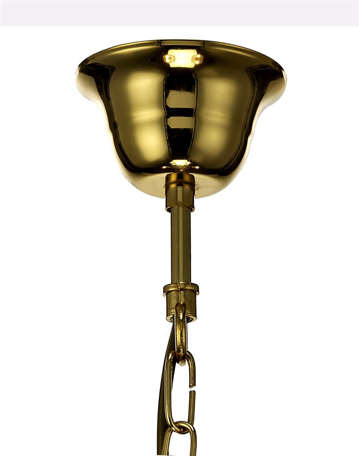 Deco Gabrielle Chandelier with Glass Sconce & Glass Crystal Droplets 5 Light E14 Polished Brass Finish