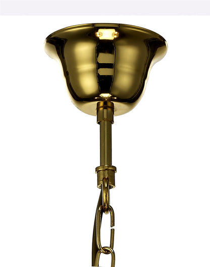 Deco Gabrielle Chandelier with Glass Sconce & Glass Crystal Droplets 5 Light E14 Polished Brass Finish