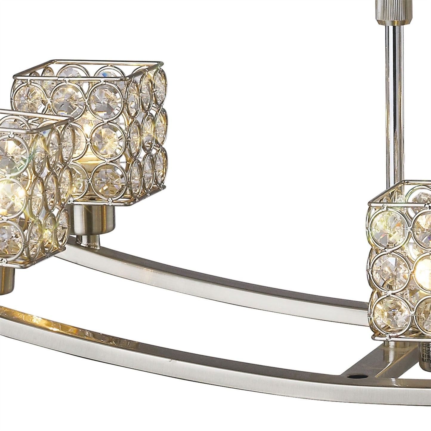 Diyas Elsa Rectangular Telescopic  6 Light G9 Satin Nickel/Crystal Ceiling Pendant Light Fitting