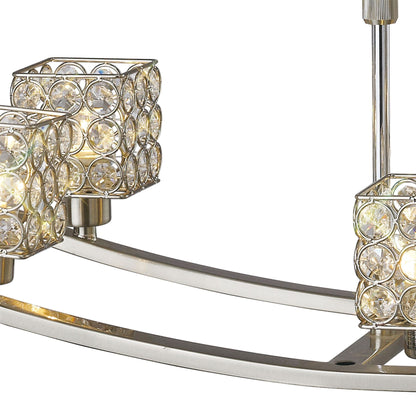 Diyas Elsa Rectangular Telescopic  6 Light G9 Satin Nickel/Crystal Ceiling Pendant Light Fitting