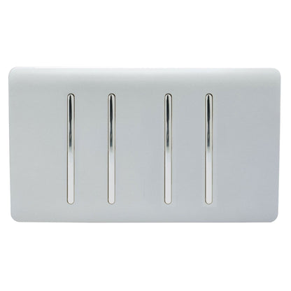 Trendi  4 Gang 2 Way Rocker Double Plate Light Switch in Silver - ART-SS44SI