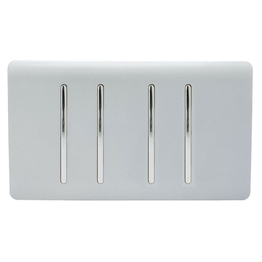 Trendi  4 Gang 2 Way Rocker Double Plate Light Switch in Silver - ART-SS44SI