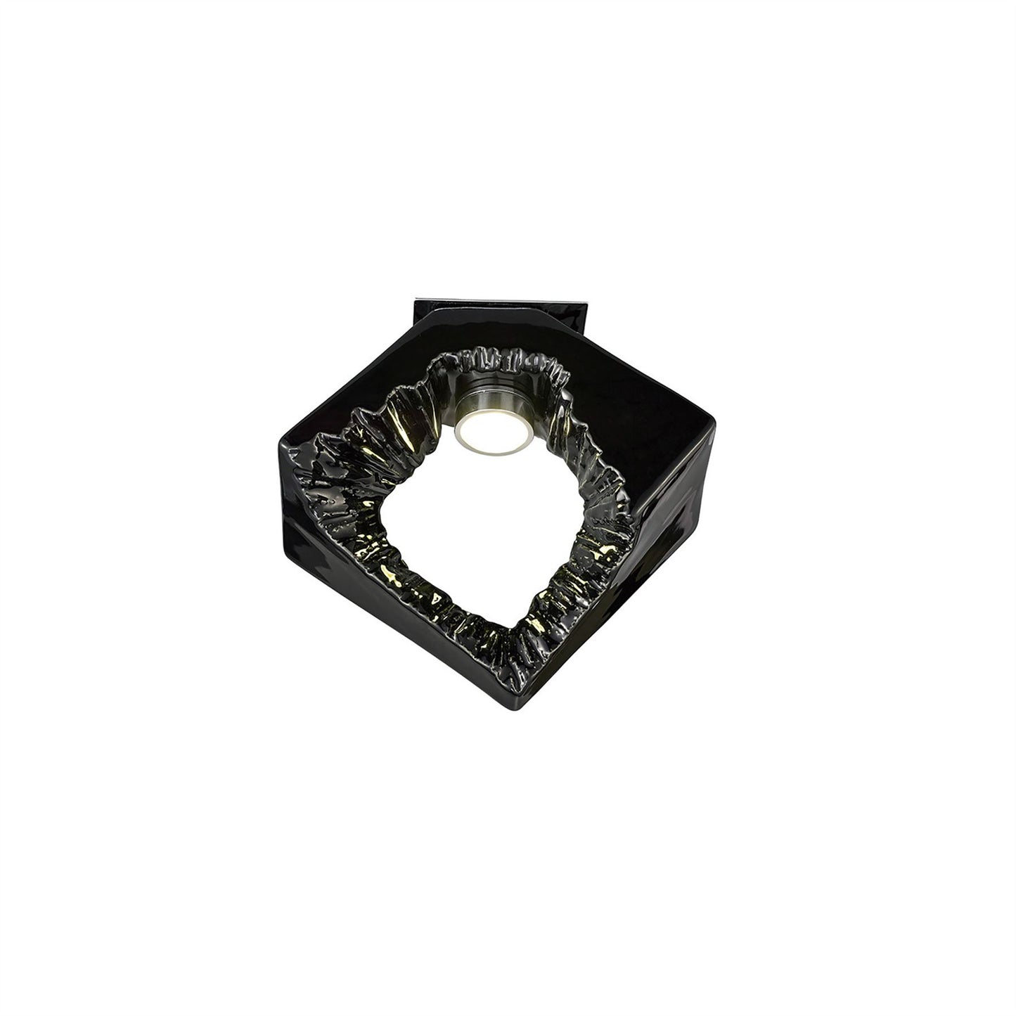Diyas Salvio 16.5cm Ceramic  Square Sculpture 1 x 3W LED 4200K Chrome/Black, Cut Out: 60mm, 3yrs Warranty  Ceiling Light Fitting