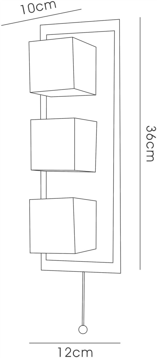 Diyas IP44 Cube Wall Light with Pull-Cord Switch 3 Light G9 Polished Chrome & Aluminium/Opal Glass
