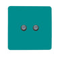 Trendi Switch 2 Gang Male F-Type Satellite Television Socket in Bright Teal