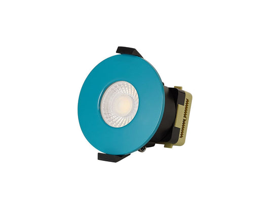 Trendi Switch Dimmable IP65 CCT LED Fire Rated Downlight in Bright Teal