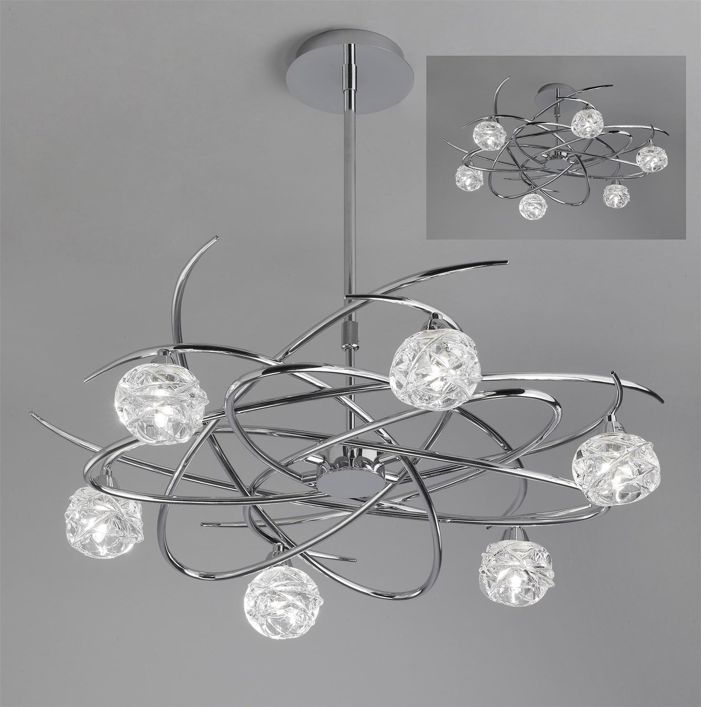 Mantra M3942 Maremagnum Telescopic Semi Flush Convertible 6 Light G9, Polished Chrome