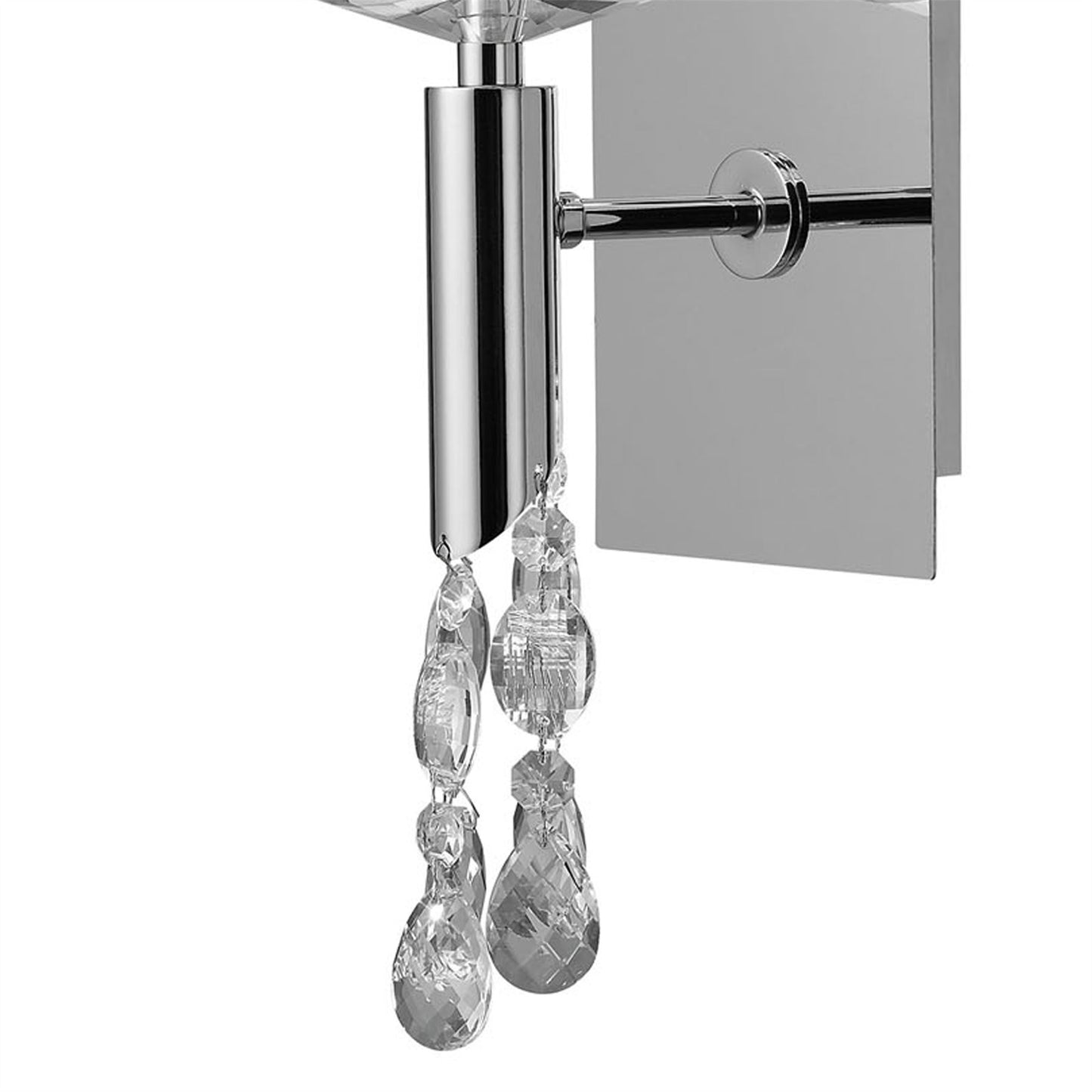 Mantra Tiffany Wall Light Switched 1+1 Light E14+G9, Polished Chrome with White Shade & Clear Crystal