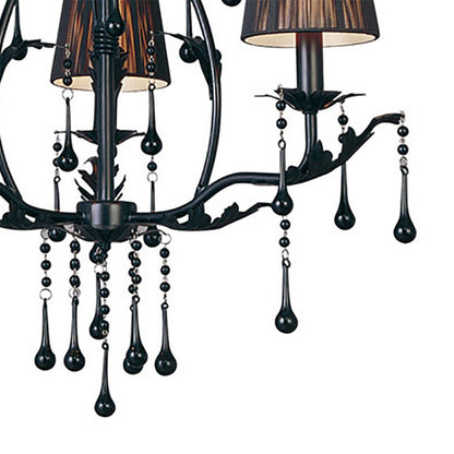 Diyas Flur 50cm  Round 3 Light E14 Black Ceiling Pendant Light Fitting
