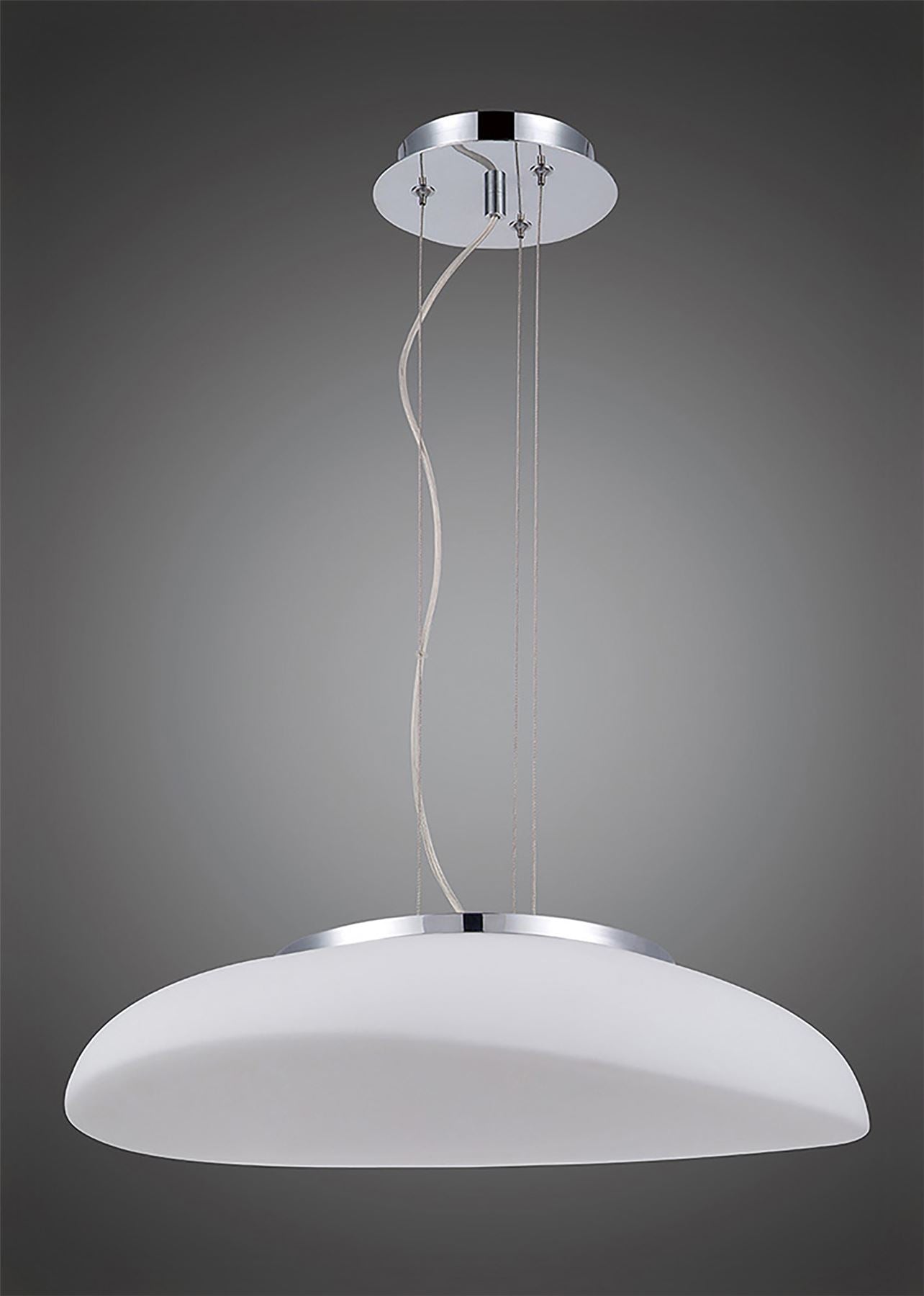 Mantra M4891 Opal Oval Pendant 4 Light E27, Polished Chrome/Frosted White Glass