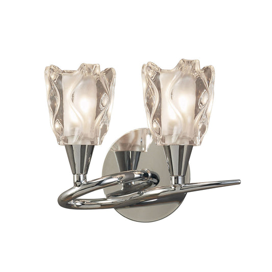 Mantra Amel Wall Light Switched 2 Light L1/SGU10, Polished Chrome, CFL Lamps INCLUDED