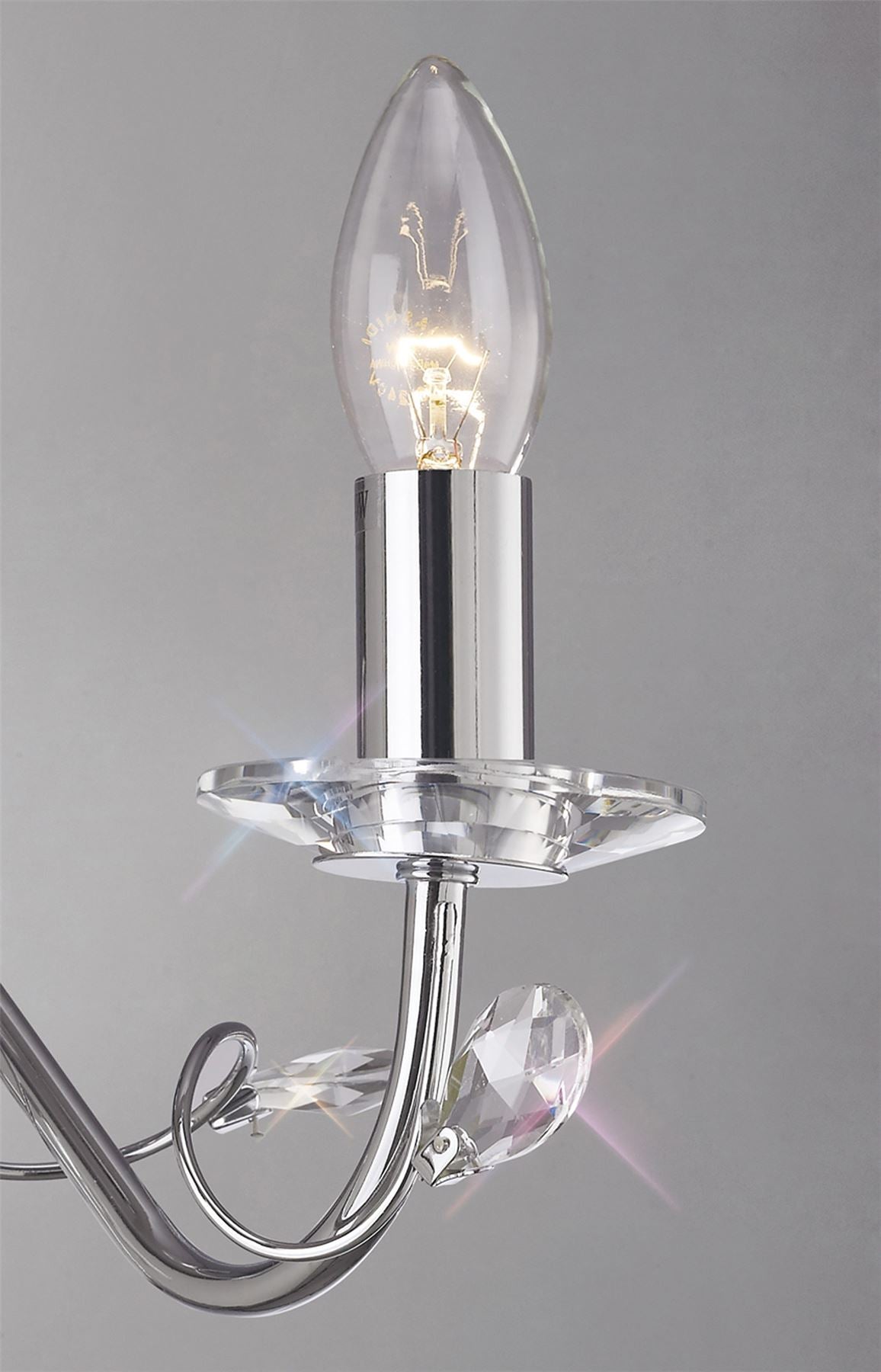 Diyas Willow Wall Light WITHOUT SHADE 1 Light E14 Polished Chrome/Crystal