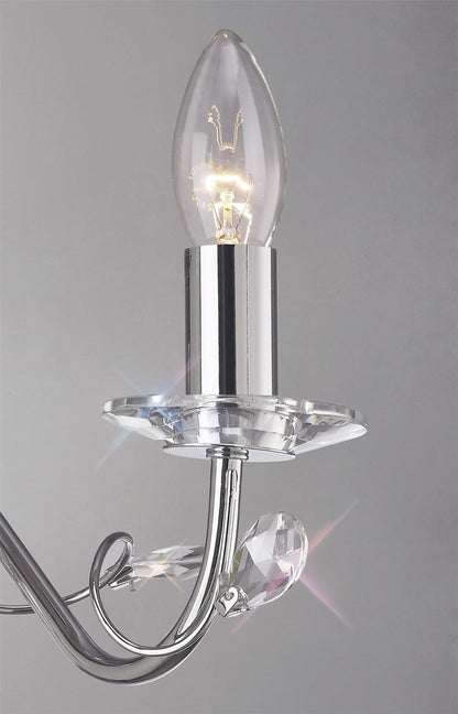 Diyas Willow Wall Light WITHOUT SHADE 1 Light E14 Polished Chrome/Crystal