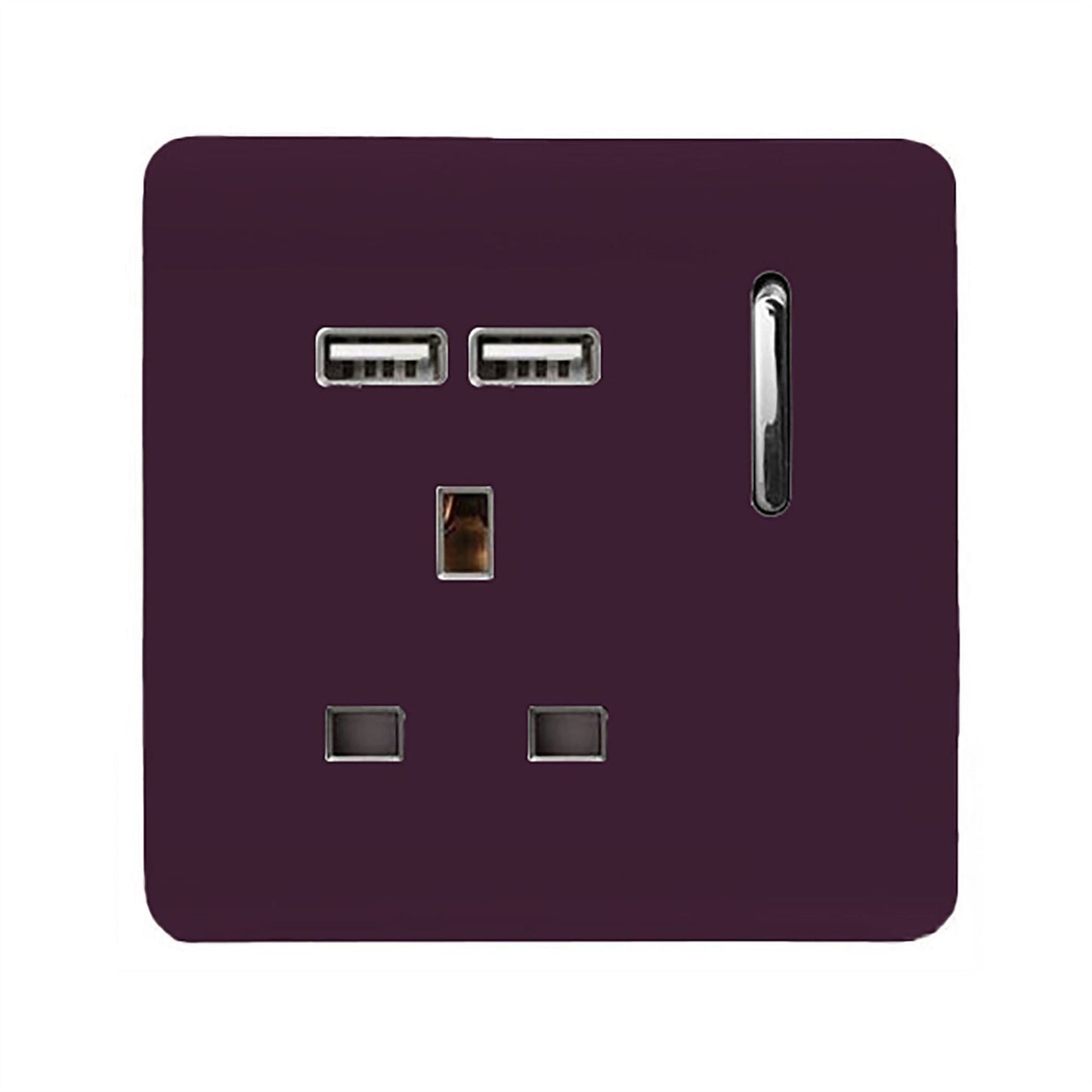 Trendi 1 Gang Artistic Modern Glossy 13 Amp 2x2.1mA USB Switched Tactile Plum