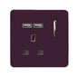 Trendi 1 Gang Artistic Modern Glossy 13 Amp 2x2.1mA USB Switched Tactile Plum