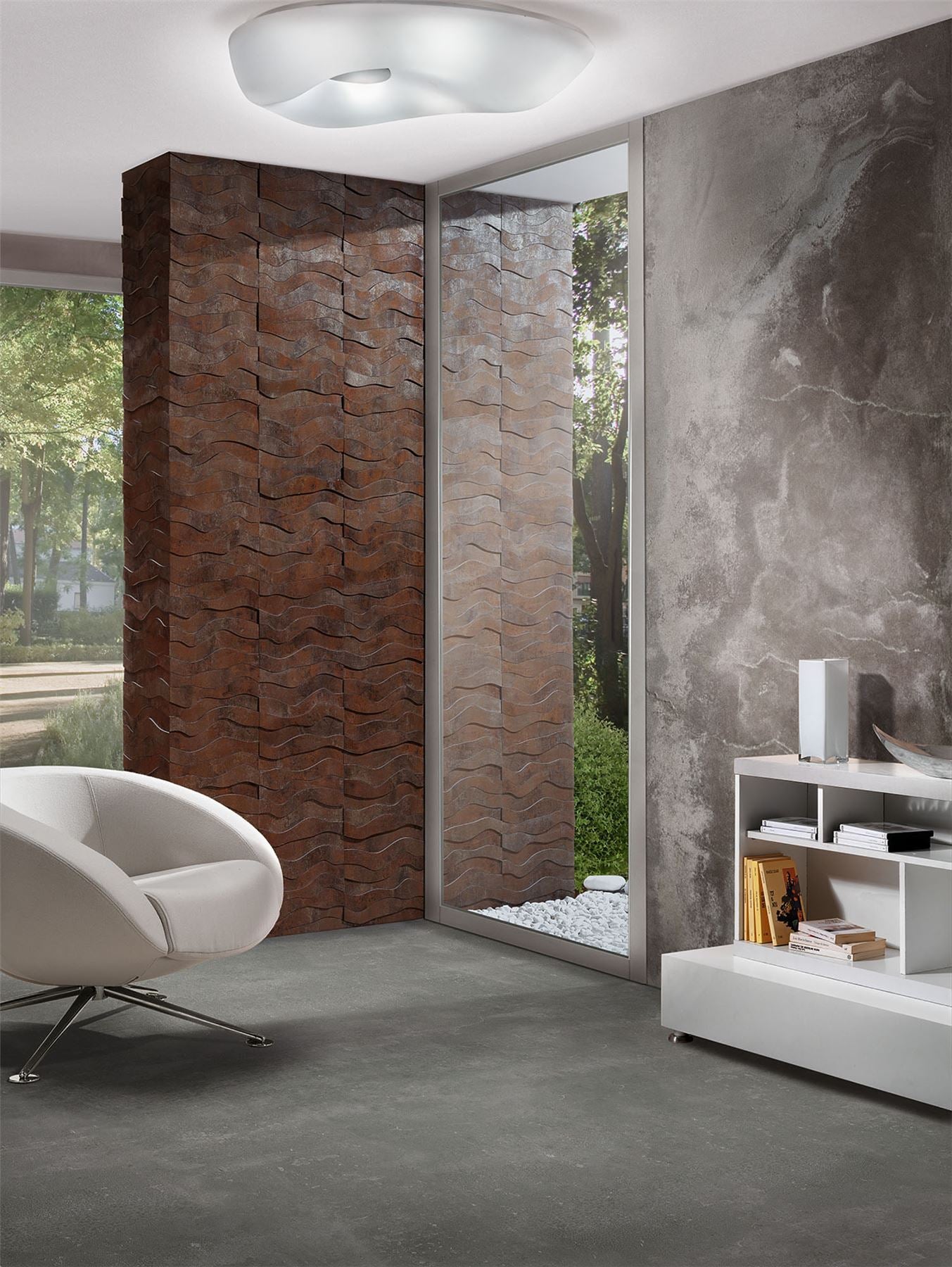 Mantra M1335 Huevo Ceiling 6 Light E27 Outdoor IP44, Polished Chrome/Opal White