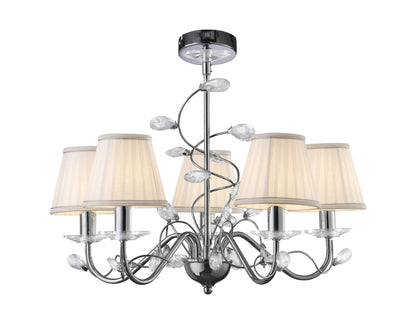Diyas Willow 50cm  WITHOUT SHADE 5 Light E14 Polished Chrome/Crystal Ceiling Pendant Light Fitting