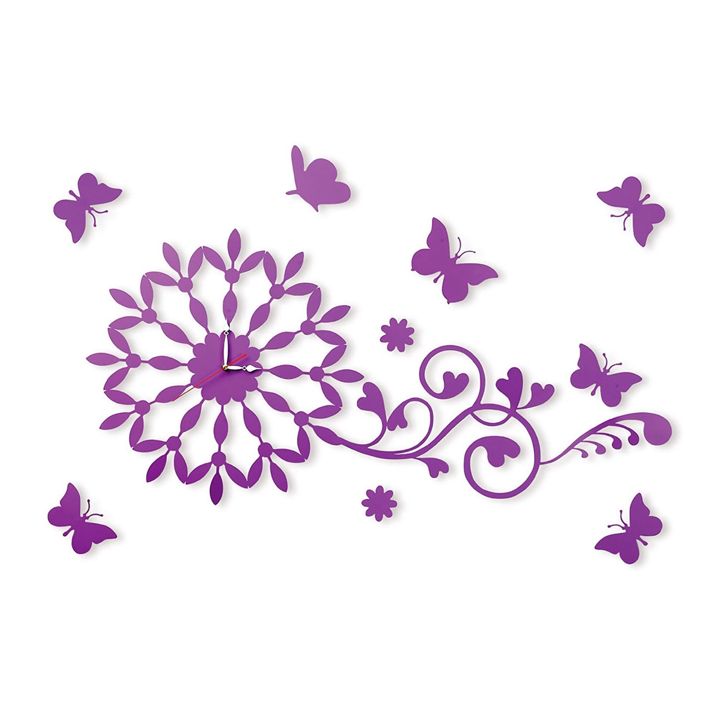 Diyas Home (DH) Infinity Butterfly Wall Art Clock Purple/Crystal Wall