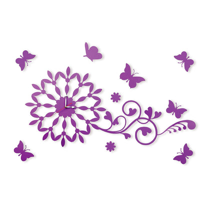 Diyas Home (DH) Infinity Butterfly Wall Art Clock Purple/Crystal Wall